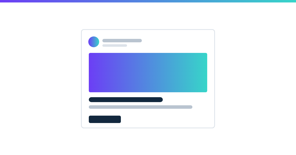 Abstract graphic of a social ad card with headline and call to action blocks