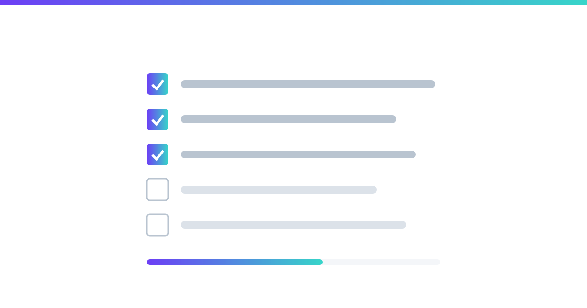 Abstract graphic of a checklist with three items checked and a progress bar