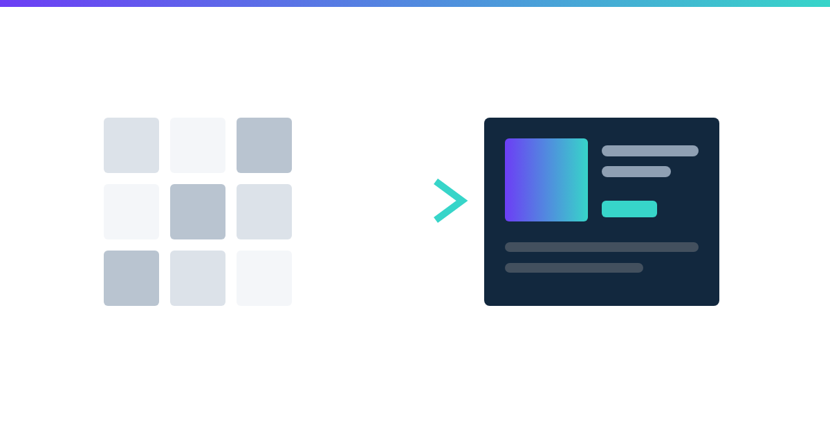 Abstract graphic of product tiles flowing into a shopping ad card
