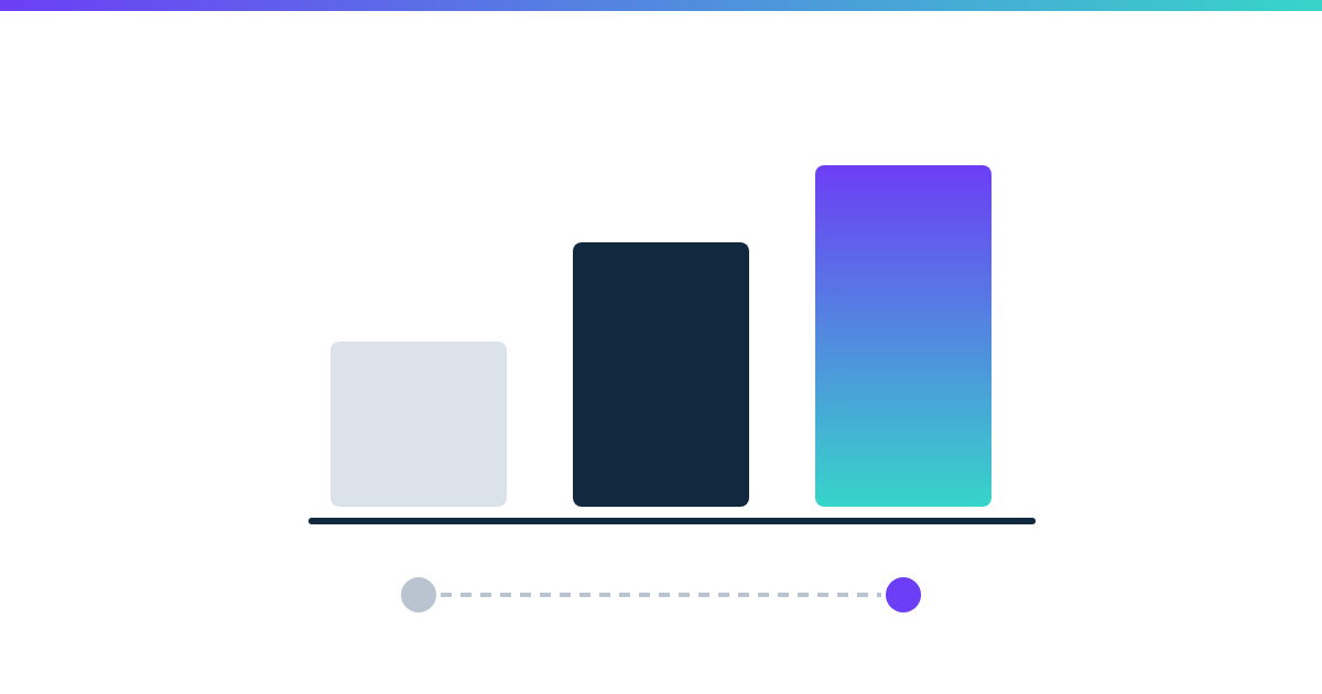 Abstract graphic of three rising columns joined by a dashed server line