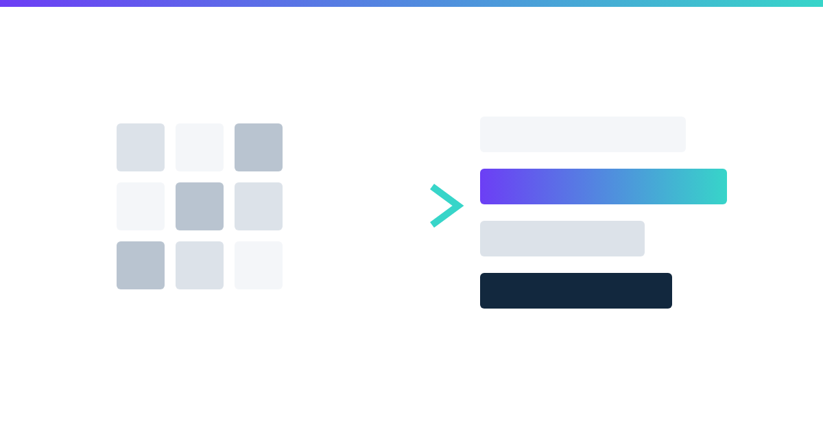 Abstract graphic of product tiles flowing into four campaign bars