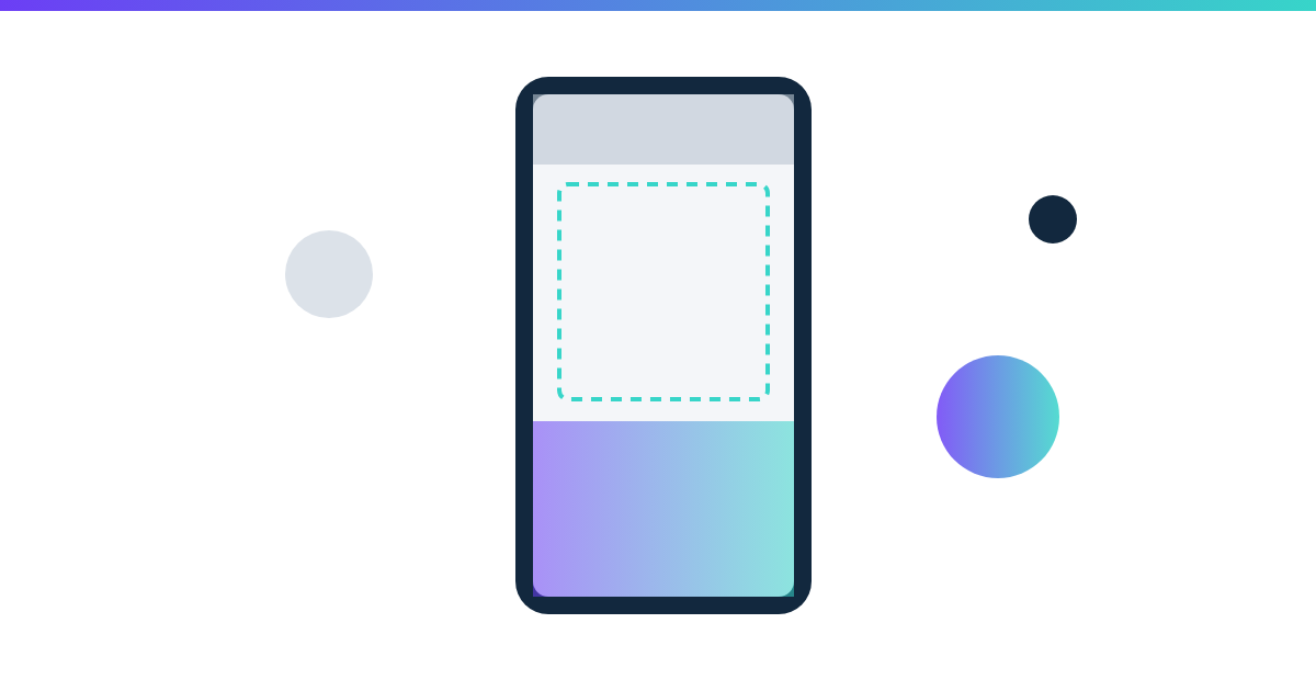 Abstract graphic of a vertical phone frame with shaded safe zone bands