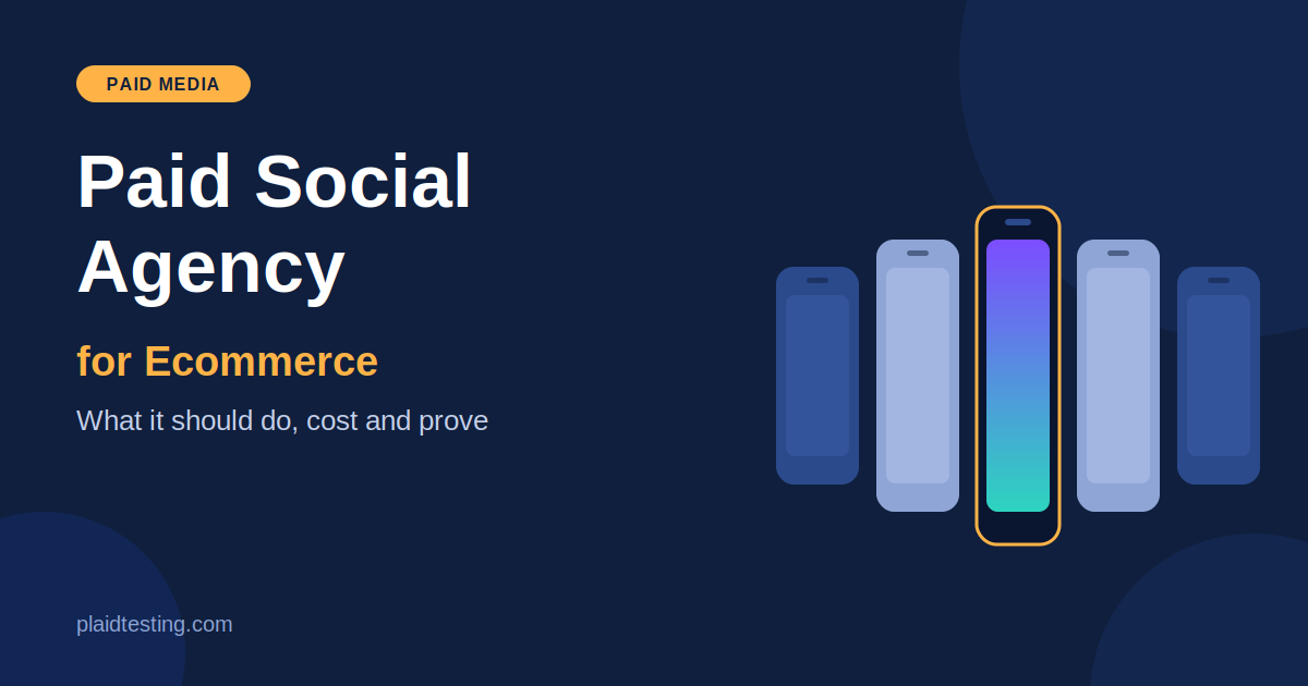 Abstract graphic of five vertical phone-shaped cards in a row, the center card dark with a gradient screen